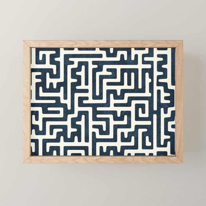 maze in dark blue Mini Art Print Gallery Image 1