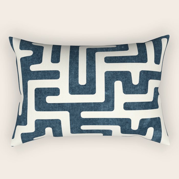 maze in dark blue Rectangular Pillow Gallery Image 1