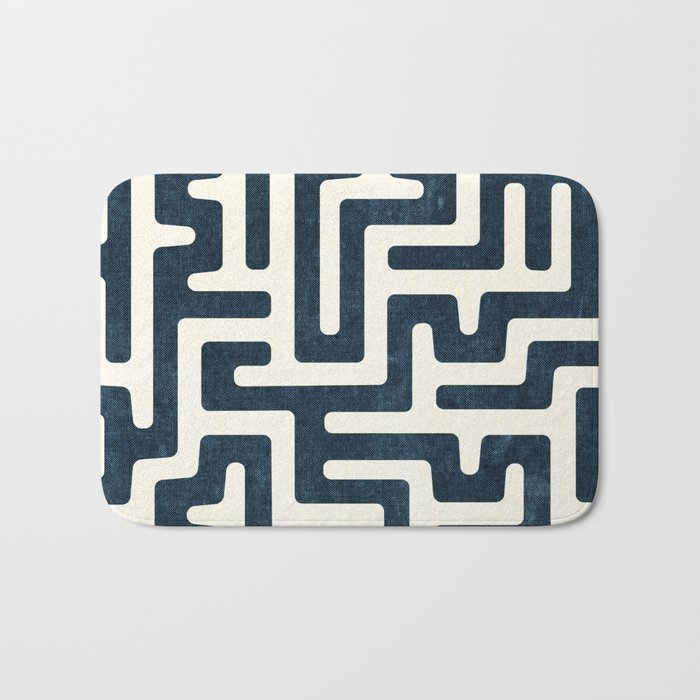 maze in dark blue Bath Mat Gallery Image 1