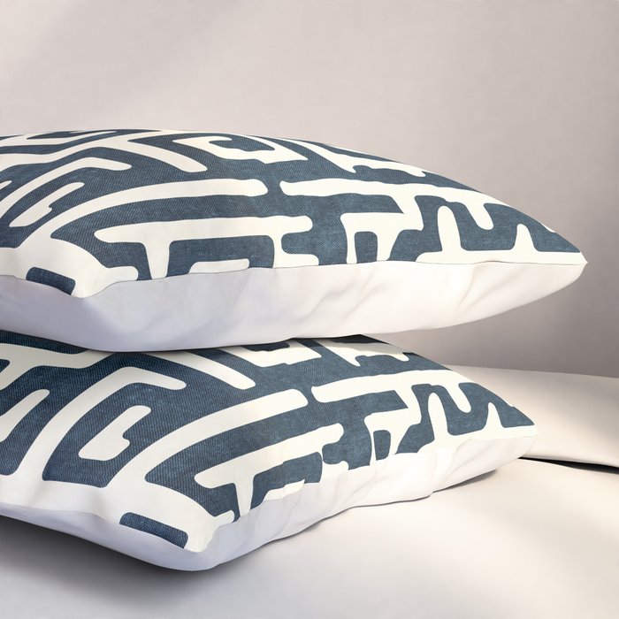 maze in dark blue Pillow Sham Gallery Image 3