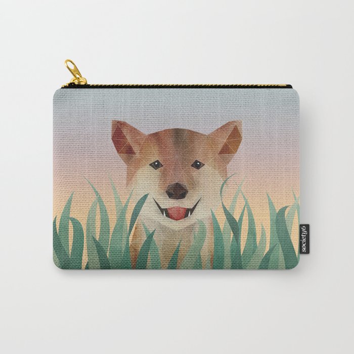 Happy Shiba in the Grass (Sunrise Dog) Carry All Pouch Gallery Image 1