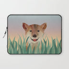 Happy Shiba in the Grass (Sunrise Dog) Laptop Sleeve Gallery Image 1