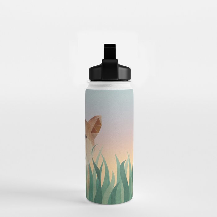 Happy Shiba in the Grass (Sunrise Dog) Water Bottle Gallery Image 2
