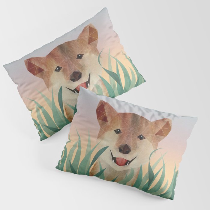 Happy Shiba in the Grass (Sunrise Dog) Pillow Sham Gallery Image 1