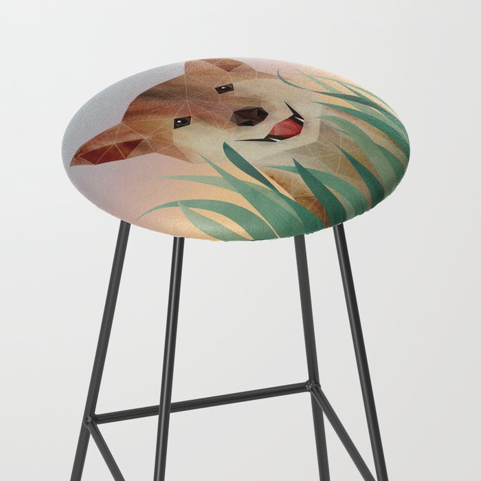 Happy Shiba in the Grass (Sunrise Dog) Stool Gallery Image 2