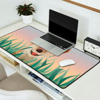 Happy Shiba in the Grass (Sunrise Dog) Desk Mat Gallery Image 2