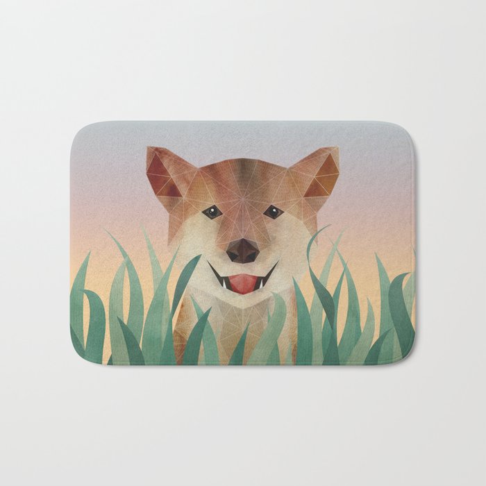 Happy Shiba in the Grass (Sunrise Dog) Bath Mat Gallery Image 1