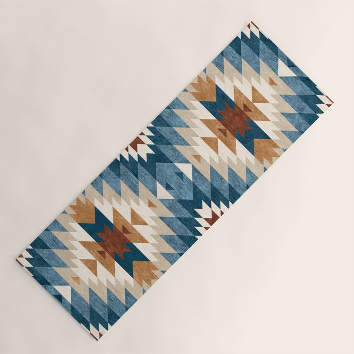 Aztec Pattern Blue Colors Yoga Mat Gallery Image 1