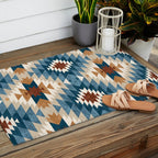 Aztec Pattern Blue Colors Outdoor Rug Gallery Image 2