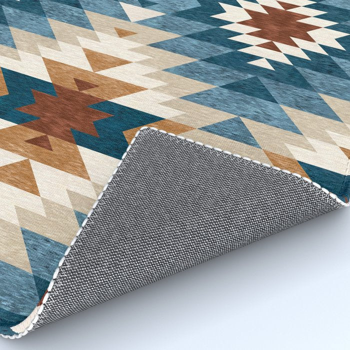 Aztec Pattern Blue Colors Rug Gallery Image 4