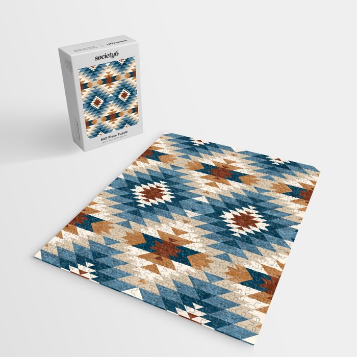 Aztec Pattern Blue Colors Jigsaw Puzzle Gallery Image 2