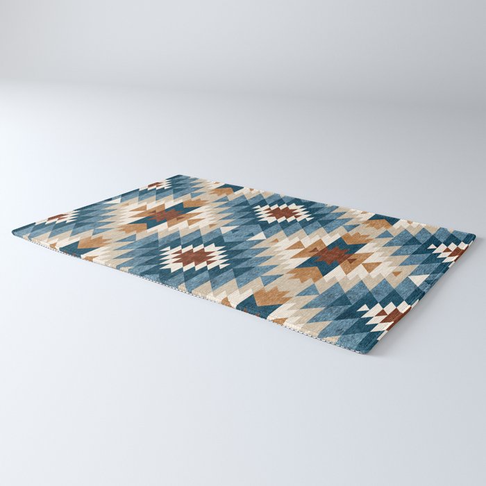 Aztec Pattern Blue Colors Rug Gallery Image 3