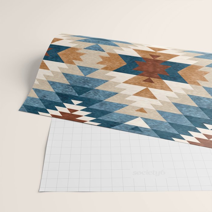 Aztec Pattern Blue Colors Wrapping Paper Gallery Image 2