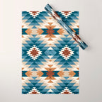 Aztec Pattern Blue Colors Wrapping Paper Gallery Image 1