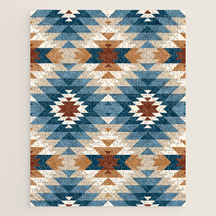 Aztec Pattern Blue Colors Jigsaw Puzzle Gallery Image 1