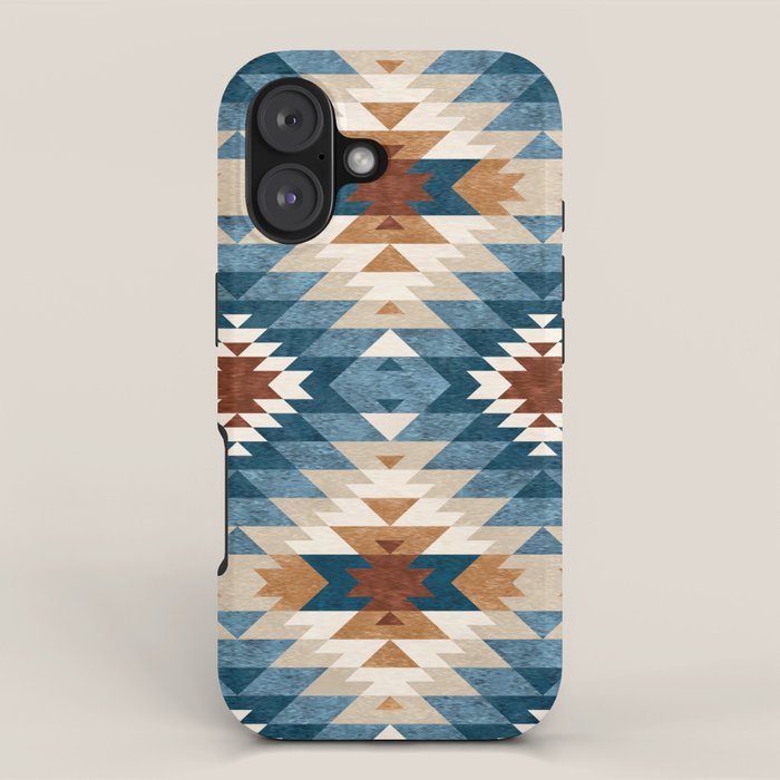 Aztec Pattern Blue Colors iPhone Case Gallery Image 1