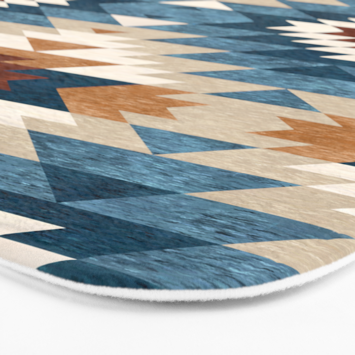 Aztec Pattern Blue Colors Bath Mat Gallery Image 3