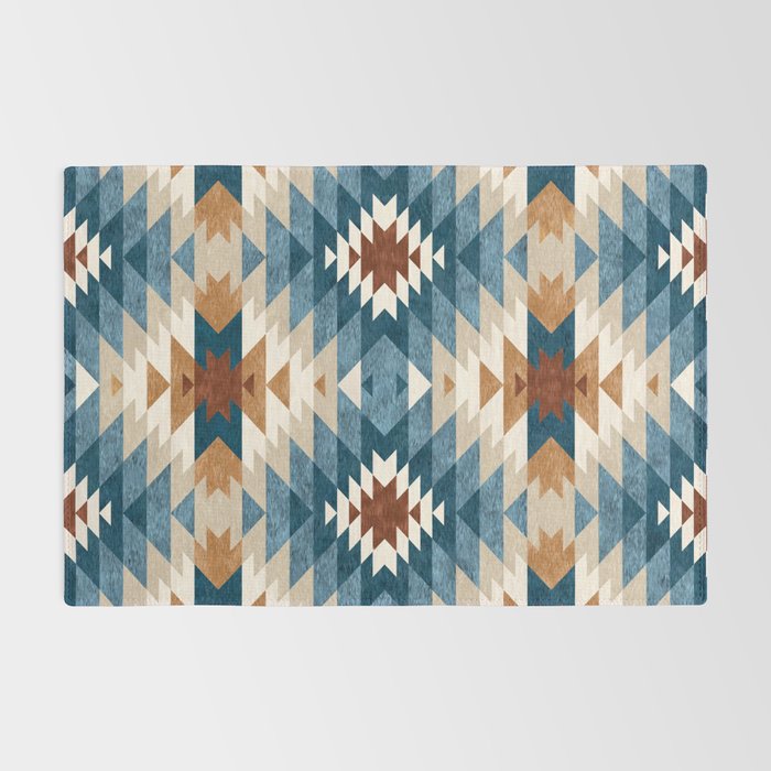 Aztec Pattern Blue Colors Rug Gallery Image 2