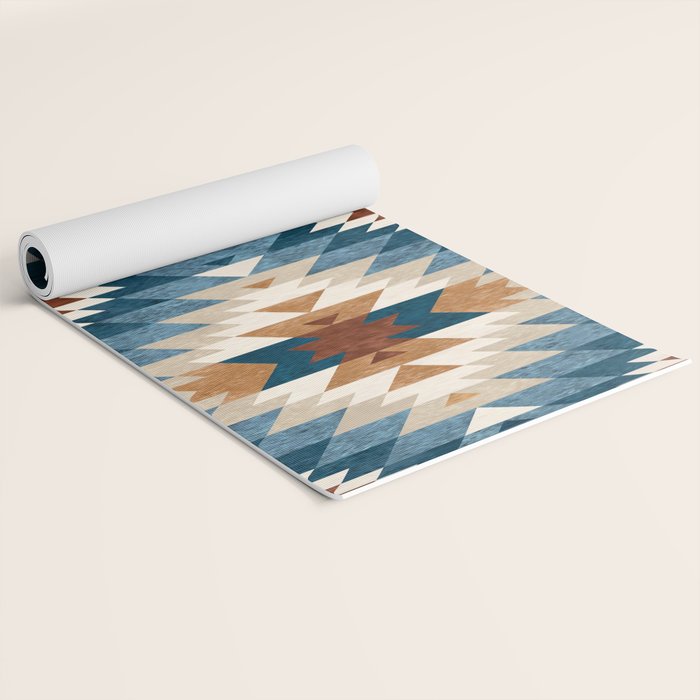 Aztec Pattern Blue Colors Yoga Mat Gallery Image 2