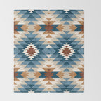 Aztec Pattern Blue Colors Throw Blanket Gallery Image 2