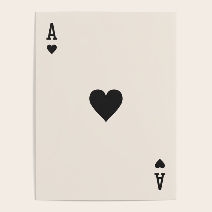 Ace of Hearts Black and White Poster Gallery Image 4