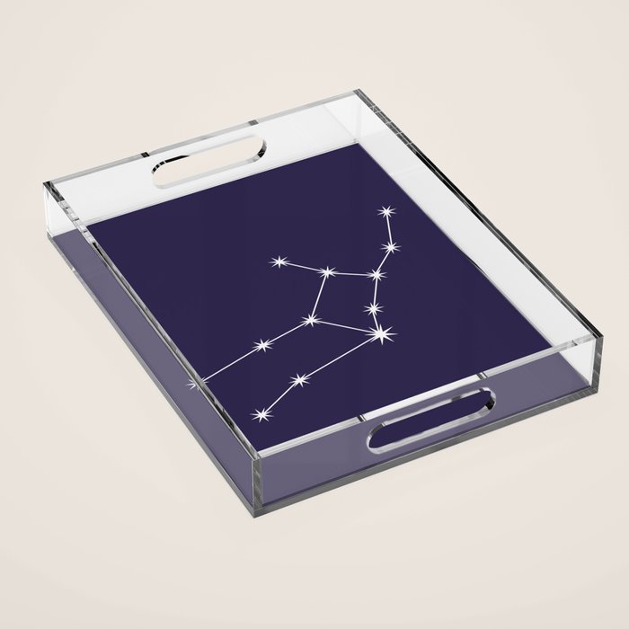 Virgo Zodiac Star Constellation Line Art Dark Purple Acrylic Tray Gallery Image 1