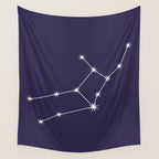Virgo Zodiac Star Constellation Line Art Dark Purple Wall Tapestry Gallery Image 4