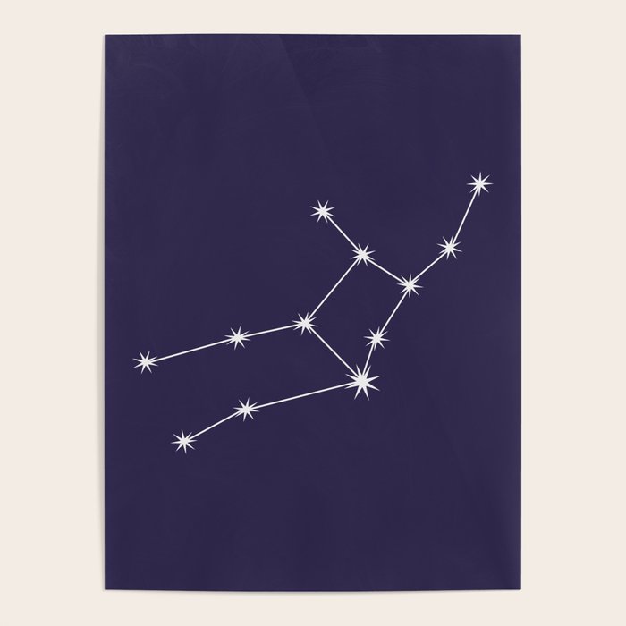 Virgo Zodiac Star Constellation Line Art Dark Purple Poster Gallery Image 1