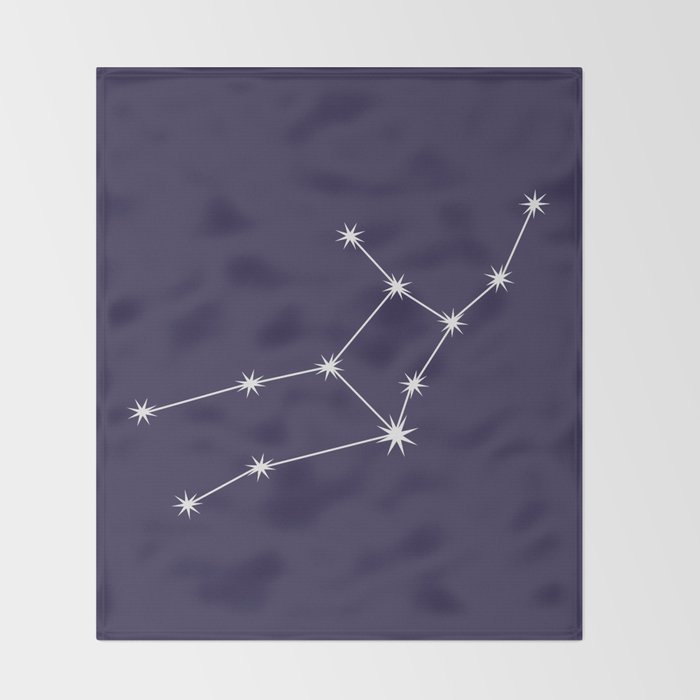 Virgo Zodiac Star Constellation Line Art Dark Purple Throw Blanket Gallery Image 2