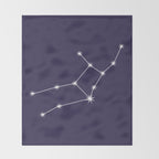 Virgo Zodiac Star Constellation Line Art Dark Purple Throw Blanket Gallery Image 2