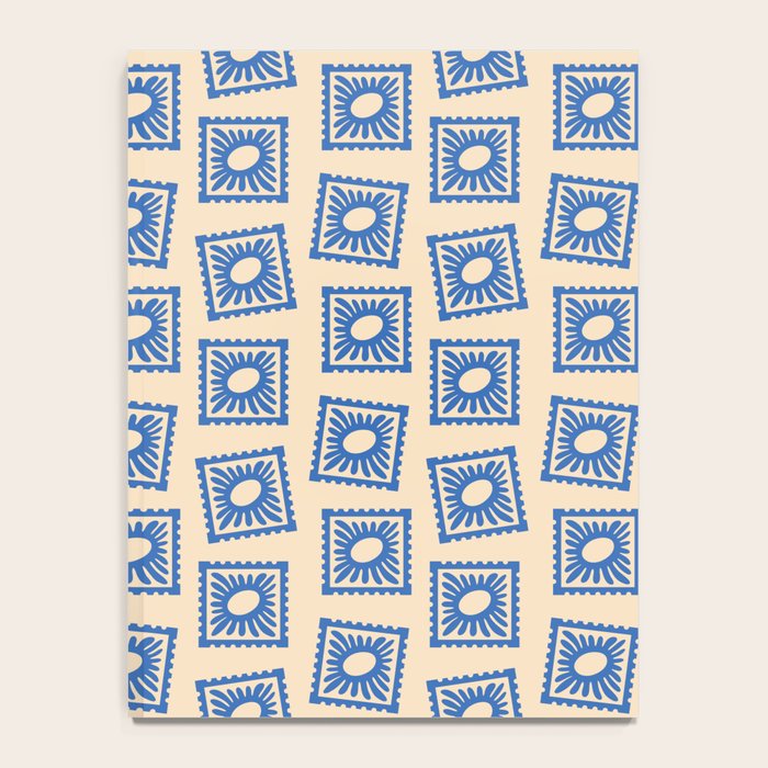 Vintage blue flower postage stamp pattern Notebook Gallery Image 4