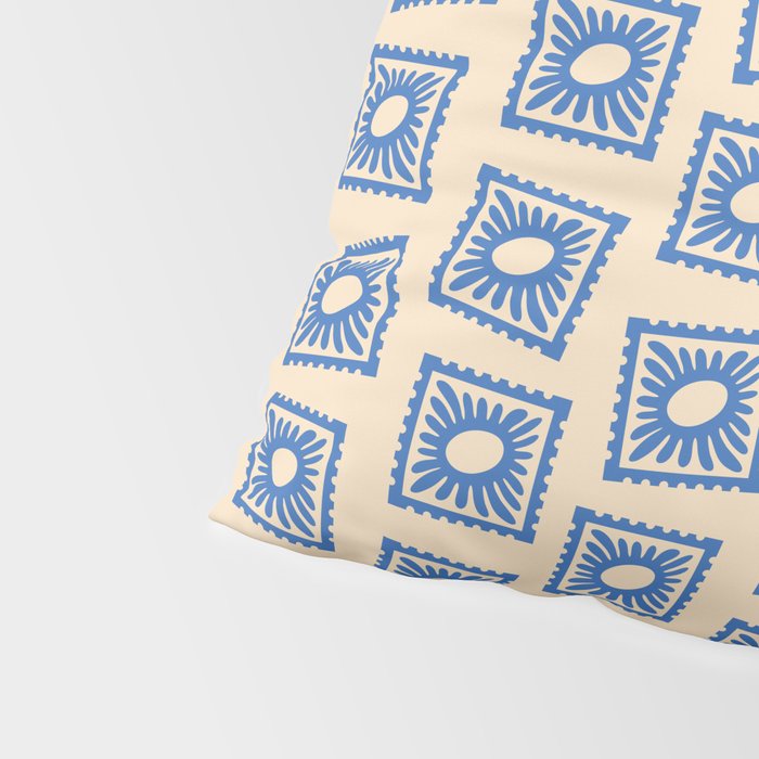 Vintage blue flower postage stamp pattern Pillow Sham Gallery Image 4
