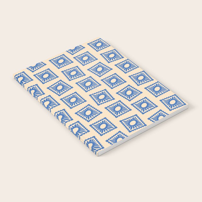 Vintage blue flower postage stamp pattern Notebook Gallery Image 1