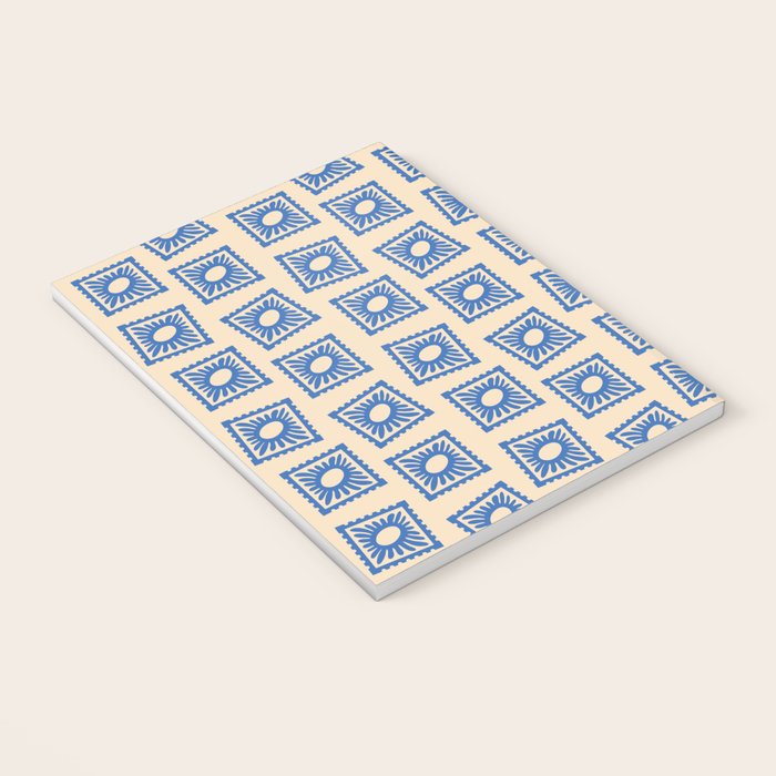 Vintage blue flower postage stamp pattern Notebook Gallery Image 3