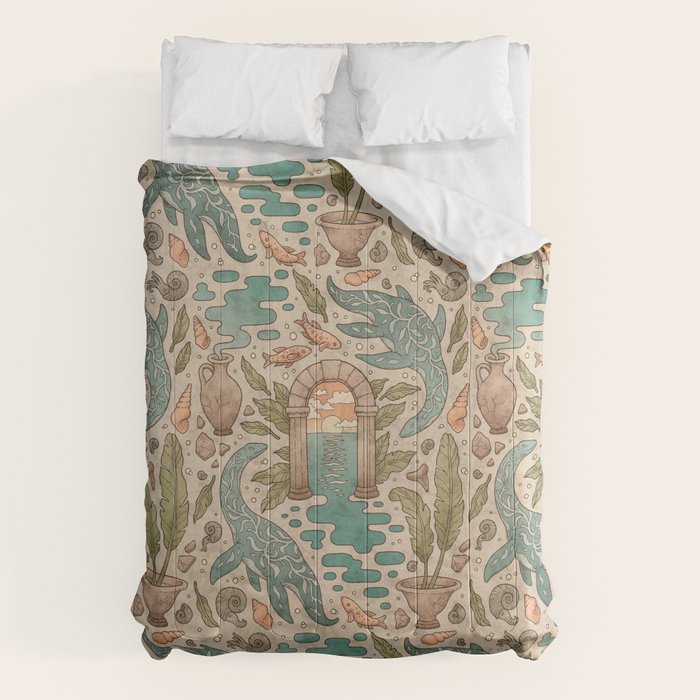 Paradise Panthalassa | Natural History Fantasy Art Comforter Gallery Image 6