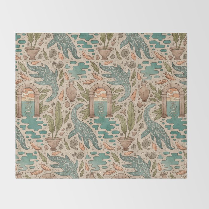 Paradise Panthalassa | Natural History Fantasy Art Throw Blanket Gallery Image 2