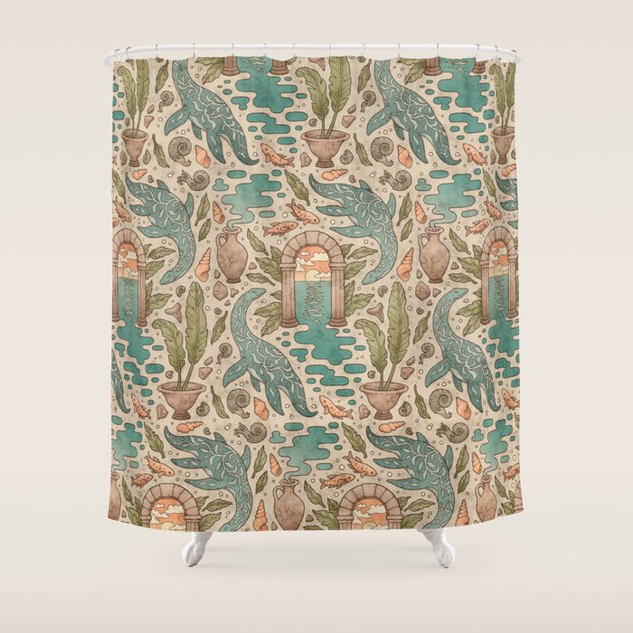 Paradise Panthalassa | Natural History Fantasy Art Shower Curtain Gallery Image 1