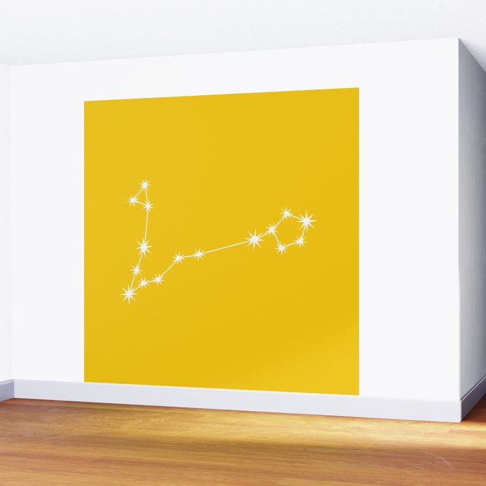 Pisces Zodiac Star Constellation Line Art Bright Yellow Wall Mural Gallery Image 2