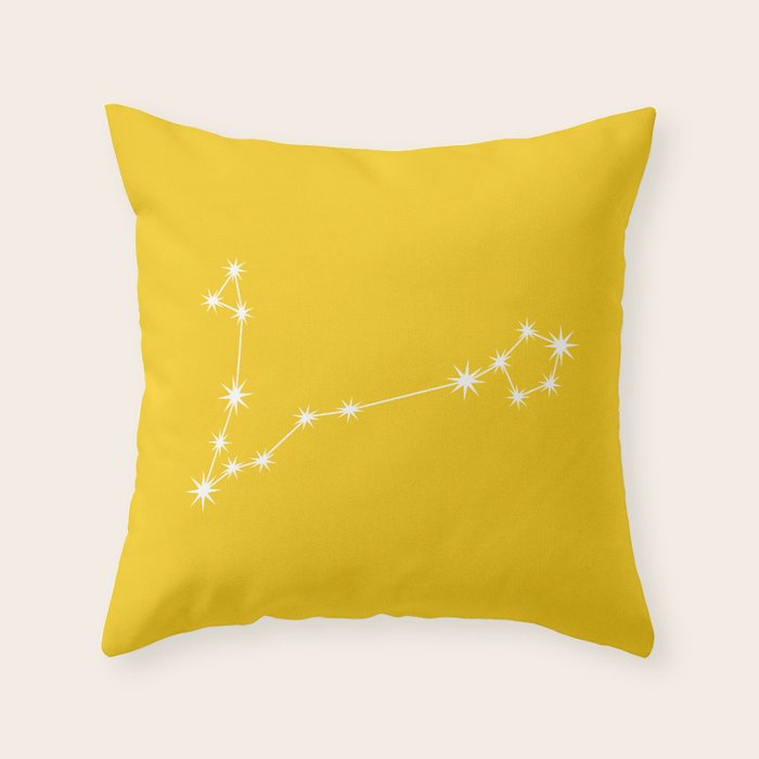 Pisces Zodiac Star Constellation Line Art Bright Yellow Throw Pillow Gallery Image 6