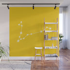 Pisces Zodiac Star Constellation Line Art Bright Yellow Wall Mural Gallery Image 1