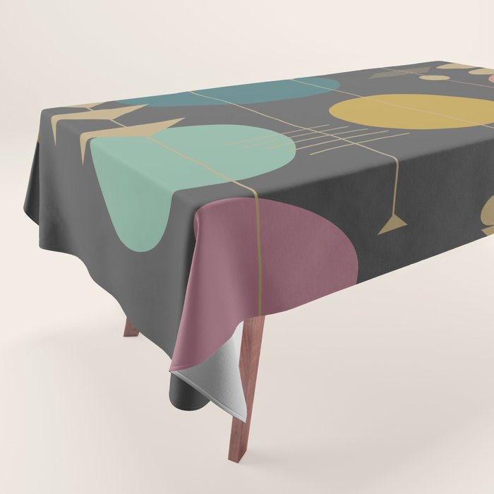 Mid Century Modern Atomic in Grey Tablecloth Gallery Image 1