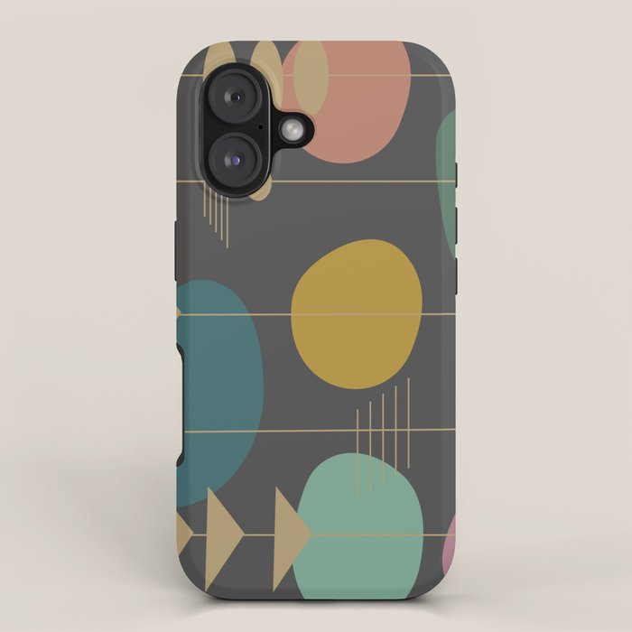 Mid Century Modern Atomic in Grey iPhone Case Gallery Image 1