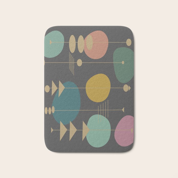 Mid Century Modern Atomic in Grey Bath Mat Gallery Image 1