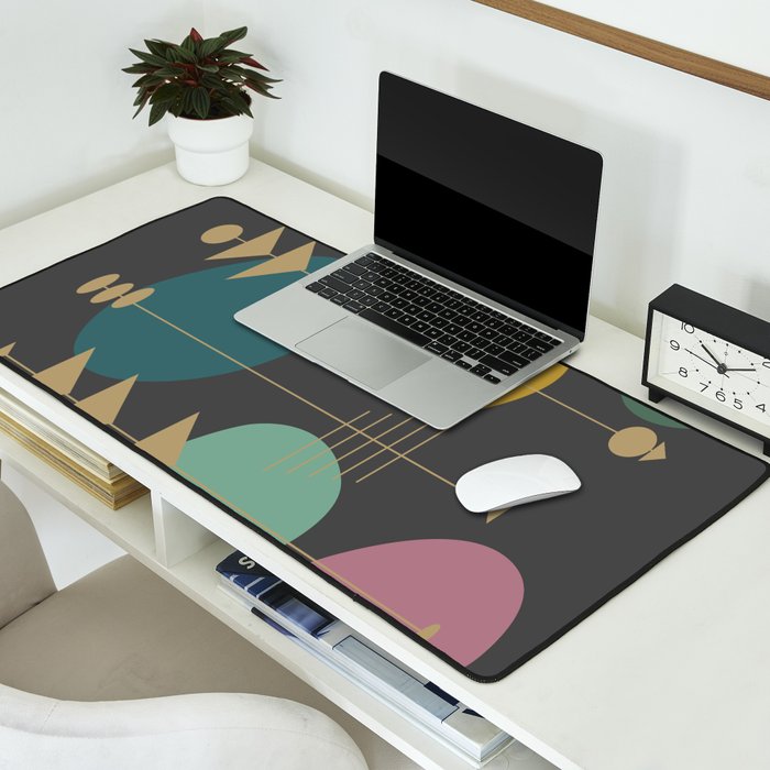 Mid Century Modern Atomic in Grey Desk Mat Gallery Image 2