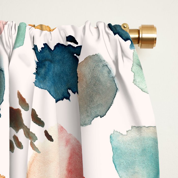 WILD WHIMS Abstract Watercolor Brush Strokes Window Curtain Gallery Image 2