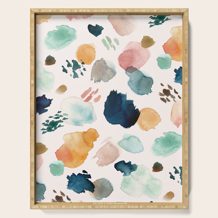 WILD WHIMS Abstract Watercolor Brush Strokes Serving Tray Gallery Image 1