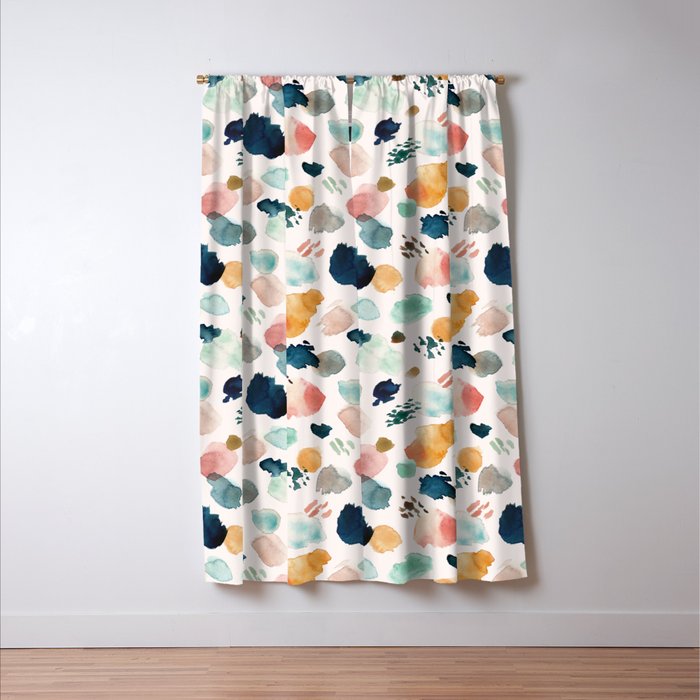 WILD WHIMS Abstract Watercolor Brush Strokes Window Curtain Gallery Image 3