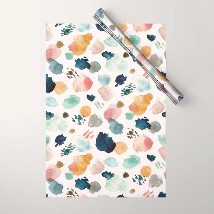 WILD WHIMS Abstract Watercolor Brush Strokes Wrapping Paper Gallery Image 1