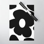One Large Black Retro Flower White Background #decor #society6 #buyart Wrapping Paper Gallery Image 1