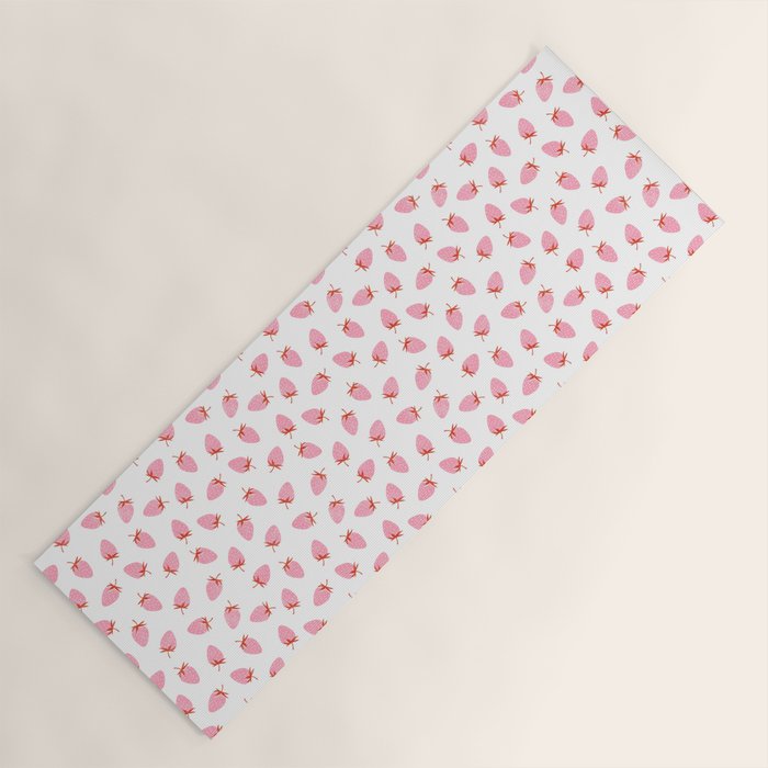 Sweet Strawberries - pink and red on white Yoga Mat Gallery Image 1